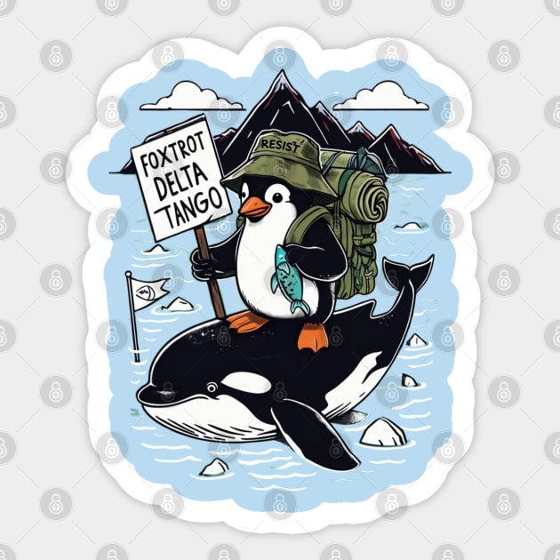 Resist-Penguin Sticker by Creatifly Graphic Tees